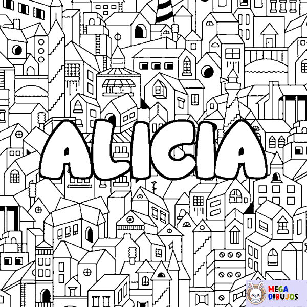 Coloración del nombre ALICIA - decorado ciudad