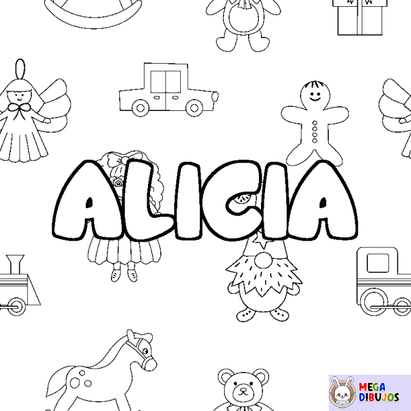 Coloración del nombre ALICIA - decorado juguetes