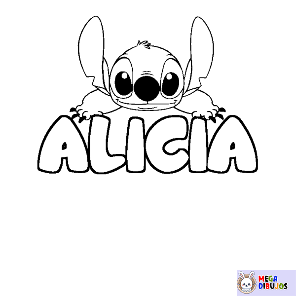 Coloración del nombre ALICIA - decorado Stitch