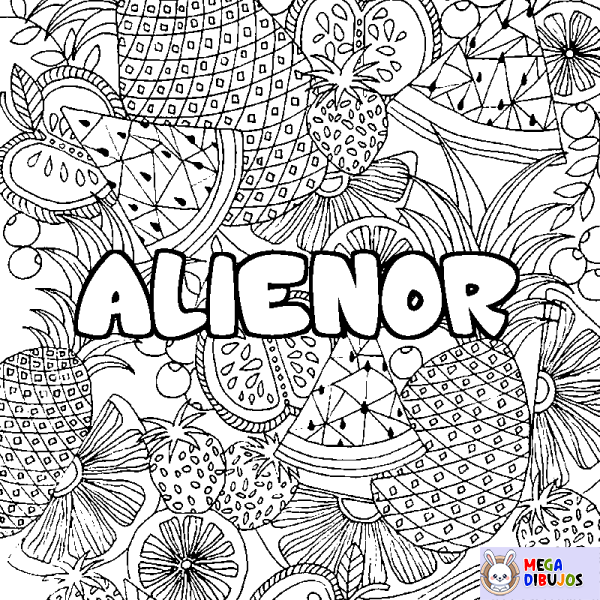 Coloración del nombre ALIENOR - decorado mandala de frutas