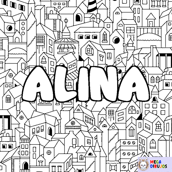 Coloración del nombre ALINA - decorado ciudad