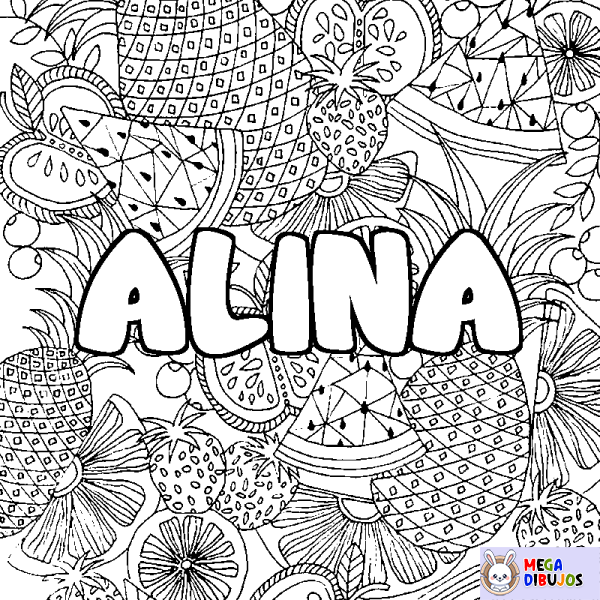 Coloración del nombre ALINA - decorado mandala de frutas