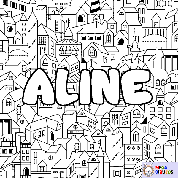 Coloración del nombre ALINE - decorado ciudad