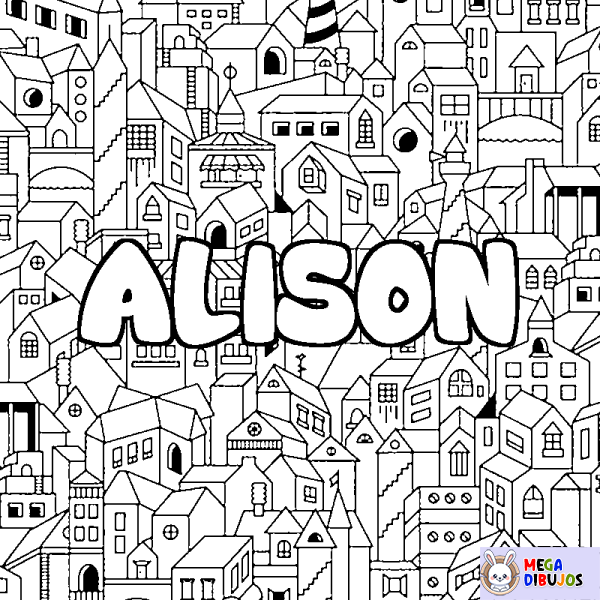 Coloración del nombre ALISON - decorado ciudad