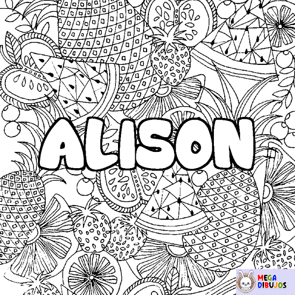 Coloración del nombre ALISON - decorado mandala de frutas