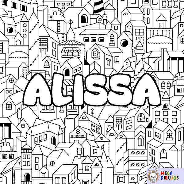 Coloración del nombre ALISSA - decorado ciudad