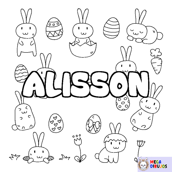 Coloración del nombre ALISSON - decorado Pascua