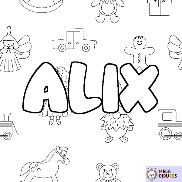 Coloración del nombre ALIX - decorado juguetes