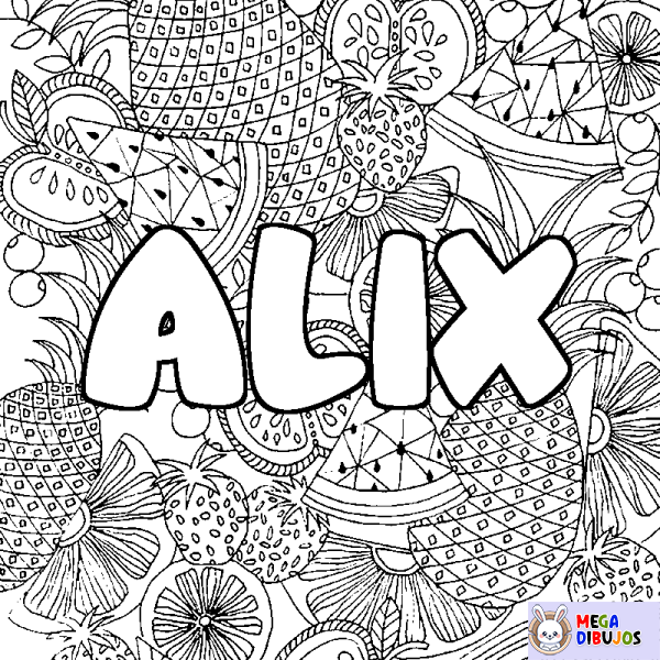 Coloración del nombre ALIX - decorado mandala de frutas