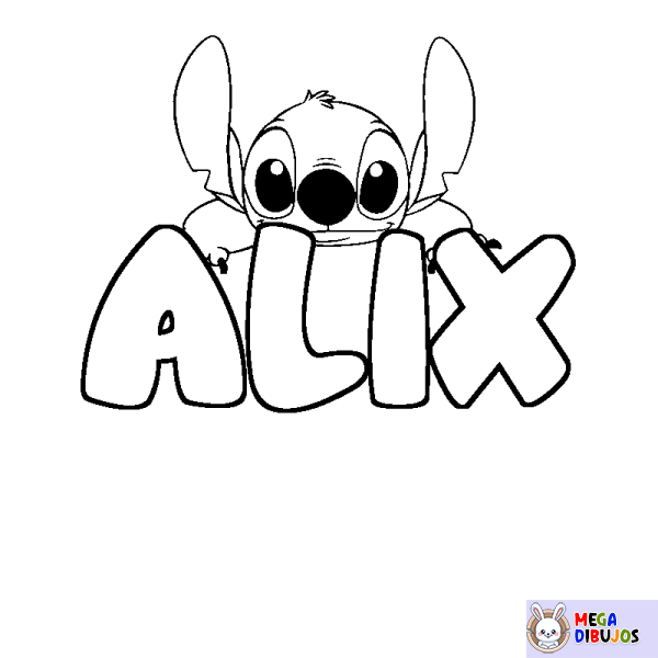 Coloración del nombre ALIX - decorado Stitch