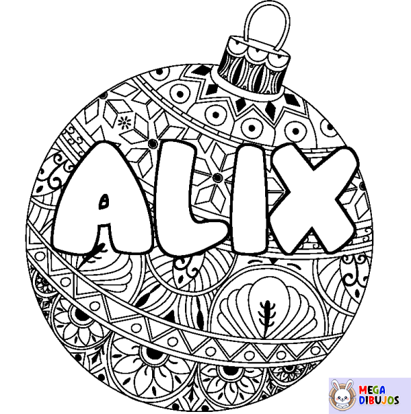 Coloración del nombre ALIX - decorado bola de Navidad