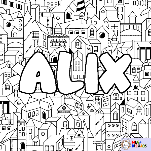 Coloración del nombre ALIX - decorado ciudad