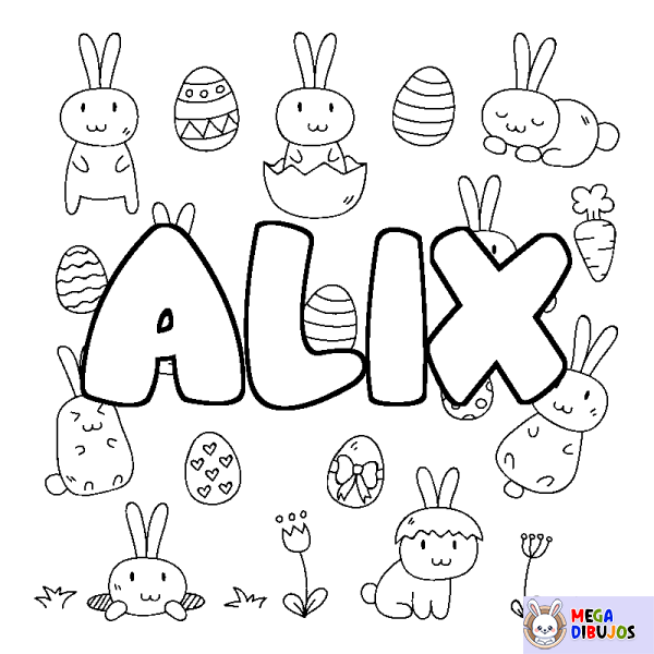 Coloración del nombre ALIX - decorado Pascua