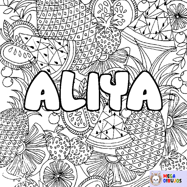 Coloración del nombre ALIYA - decorado mandala de frutas