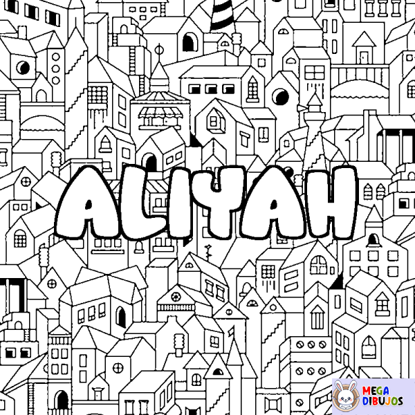 Coloración del nombre ALIYAH - decorado ciudad