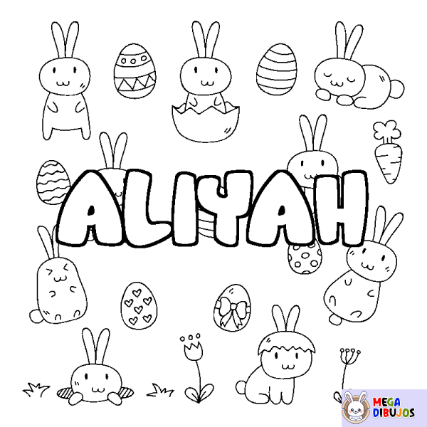 Coloración del nombre ALIYAH - decorado Pascua