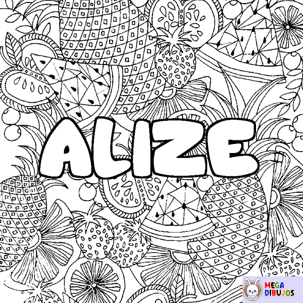 Coloración del nombre ALIZE - decorado mandala de frutas