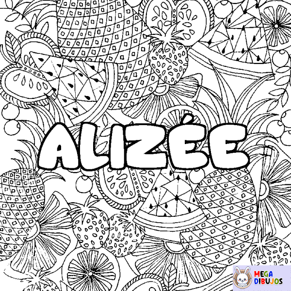 Coloración del nombre ALIZ&Eacute;E - decorado mandala de frutas