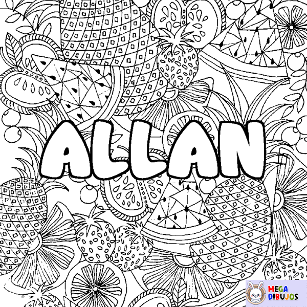 Coloración del nombre ALLAN - decorado mandala de frutas