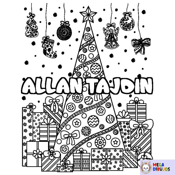 Coloración del nombre ALLAN TAJDIN - decorado &aacute;rbol de Navidad y regalos