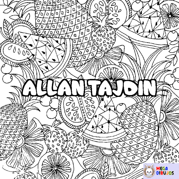 Coloración del nombre ALLAN TAJDIN - decorado mandala de frutas