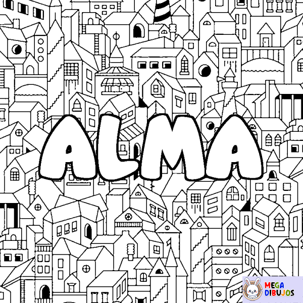 Coloración del nombre ALMA - decorado ciudad