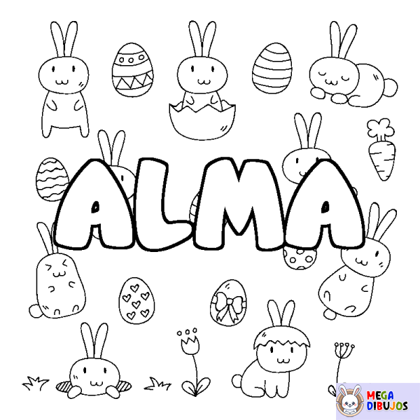 Coloración del nombre ALMA - decorado Pascua
