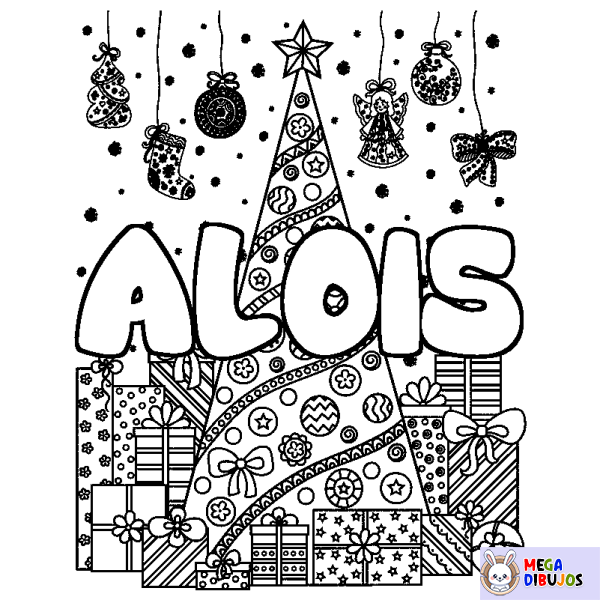 Coloración del nombre ALOIS - decorado &aacute;rbol de Navidad y regalos