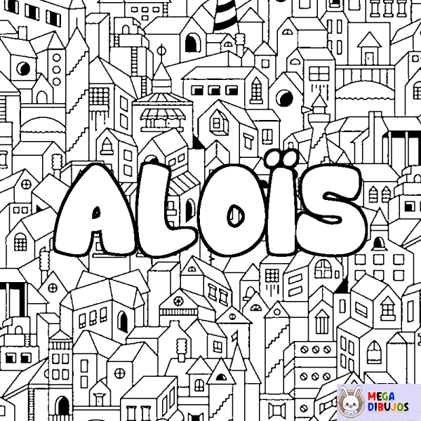 Coloración del nombre ALO&Iuml;S - decorado ciudad