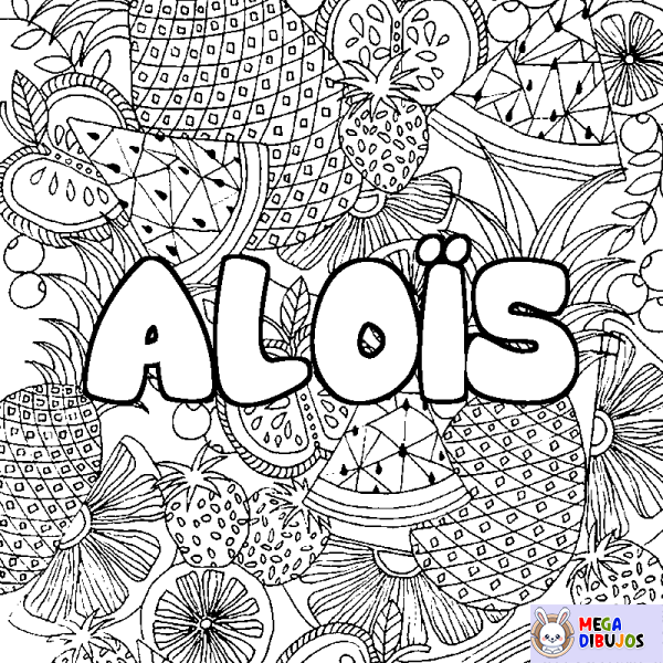 Coloración del nombre ALO&Iuml;S - decorado mandala de frutas