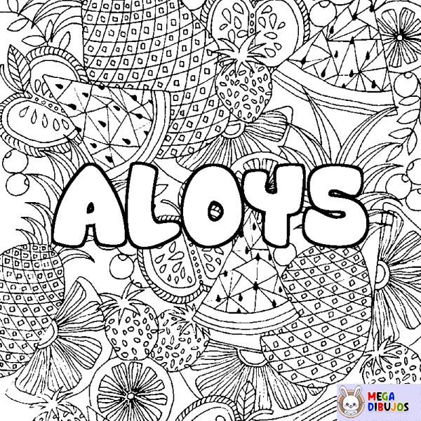 Coloración del nombre ALOYS - decorado mandala de frutas