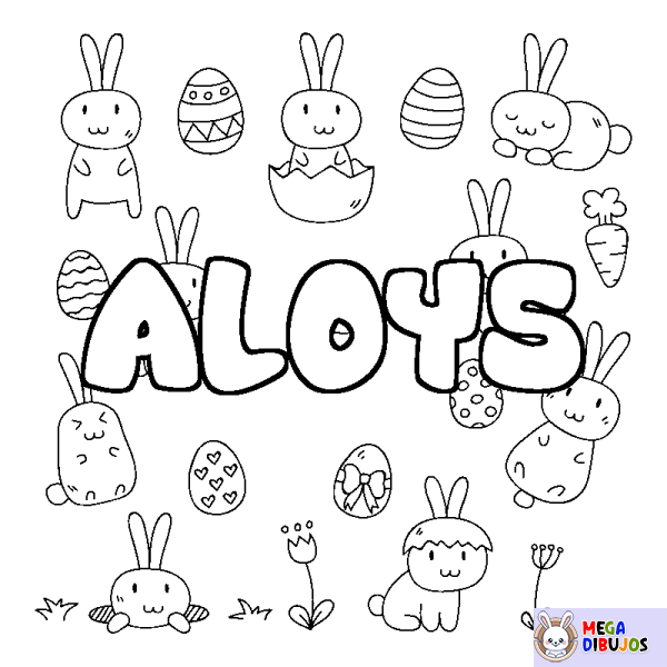 Coloración del nombre ALOYS - decorado Pascua