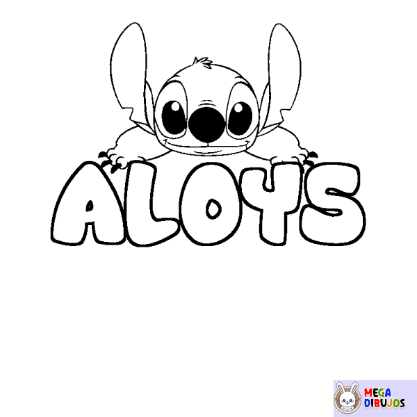 Coloración del nombre ALOYS - decorado Stitch