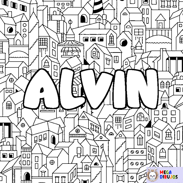 Coloración del nombre ALVIN - decorado ciudad