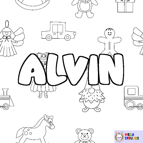 Coloración del nombre ALVIN - decorado juguetes