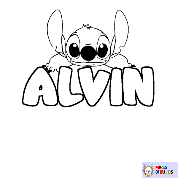 Coloración del nombre ALVIN - decorado Stitch