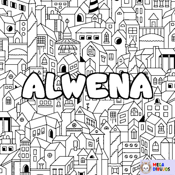 Coloración del nombre ALWENA - decorado ciudad