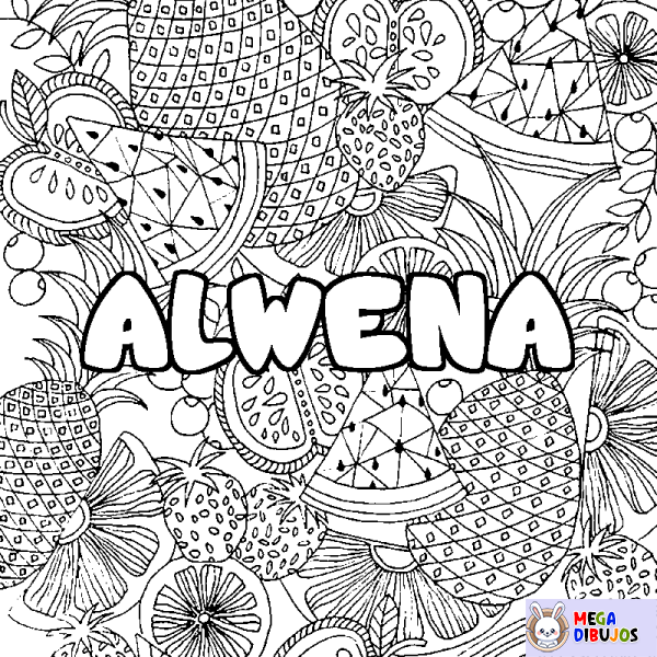 Coloración del nombre ALWENA - decorado mandala de frutas