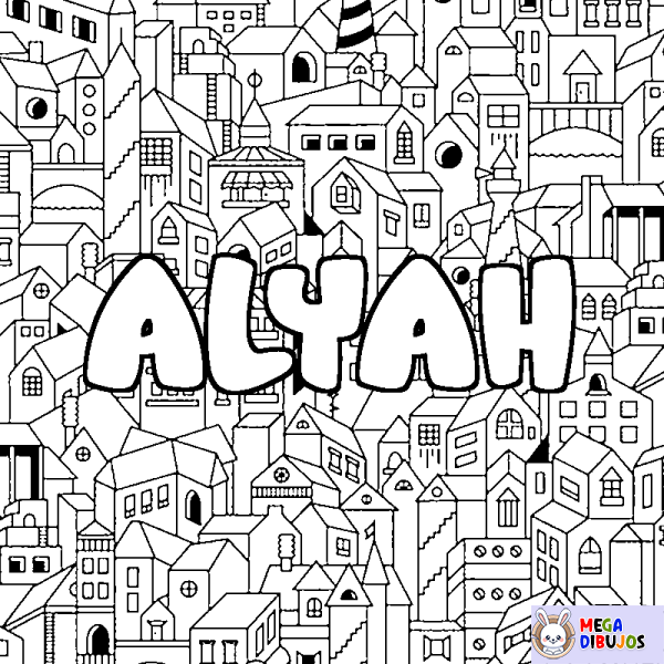 Coloración del nombre ALYAH - decorado ciudad