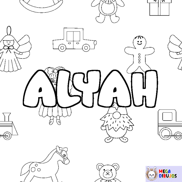 Coloración del nombre ALYAH - decorado juguetes