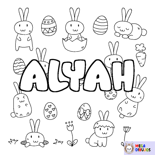 Coloración del nombre ALYAH - decorado Pascua
