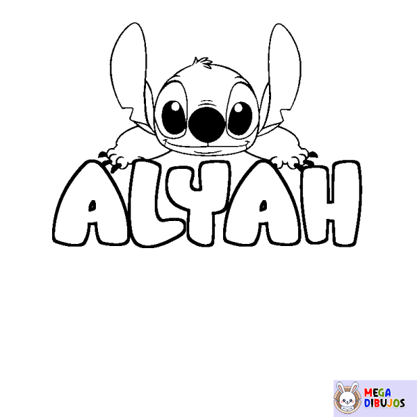 Coloración del nombre ALYAH - decorado Stitch