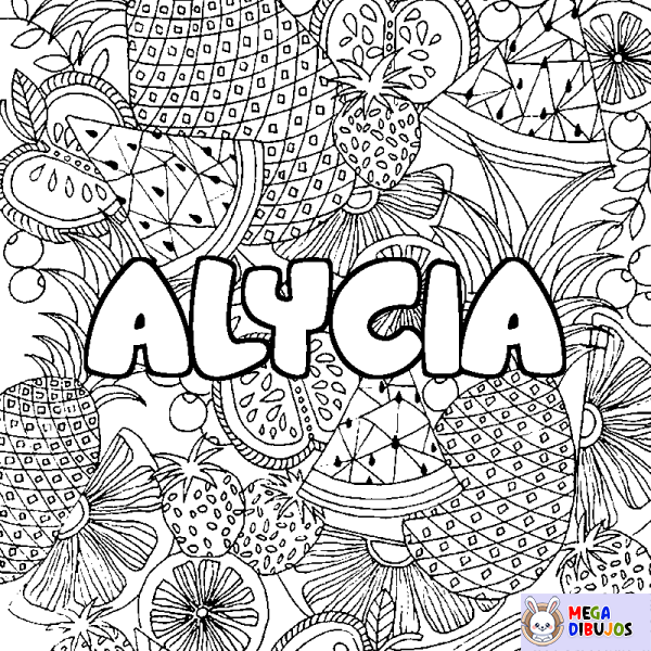 Coloración del nombre ALYCIA - decorado mandala de frutas