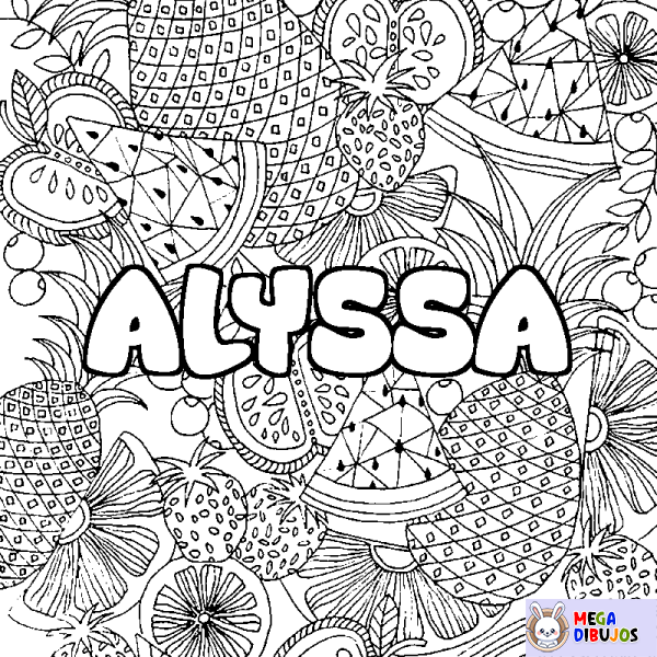 Coloración del nombre ALYSSA - decorado mandala de frutas