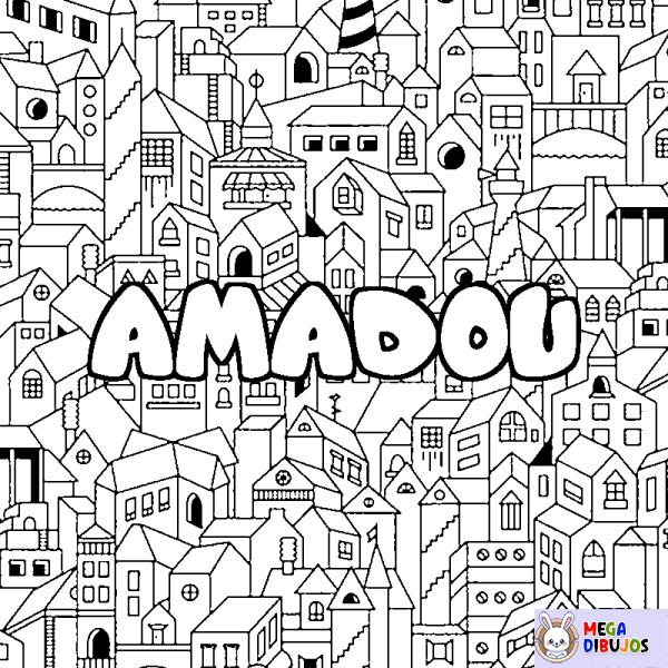 Coloración del nombre AMADOU - decorado ciudad