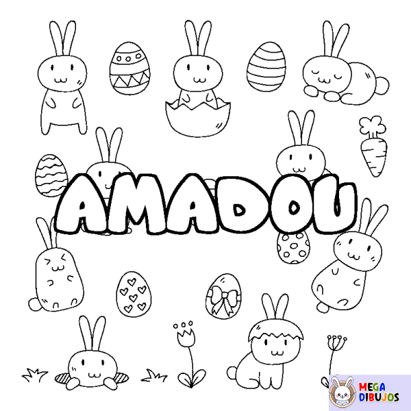 Coloración del nombre AMADOU - decorado Pascua