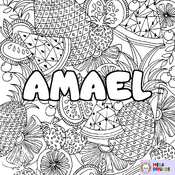 Coloración del nombre AMAEL - decorado mandala de frutas