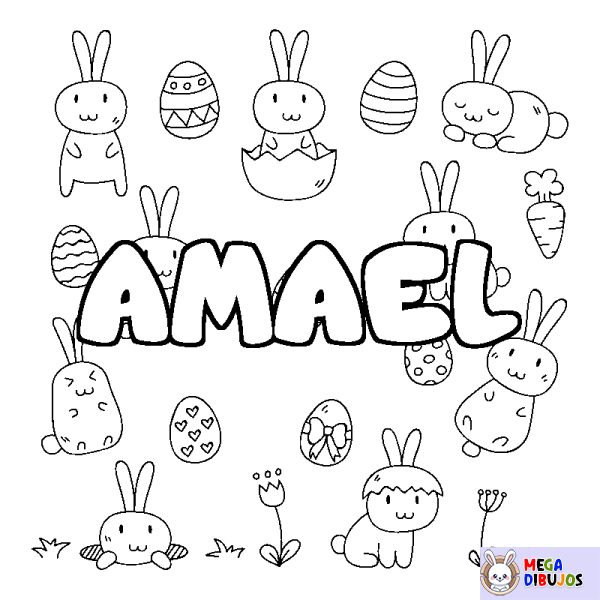 Coloración del nombre AMAEL - decorado Pascua