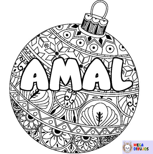 Coloración del nombre AMAL - decorado bola de Navidad