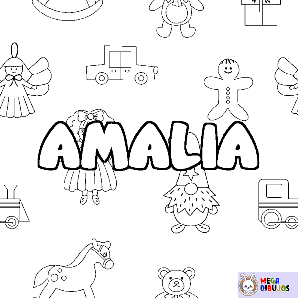 Coloración del nombre AMALIA - decorado juguetes